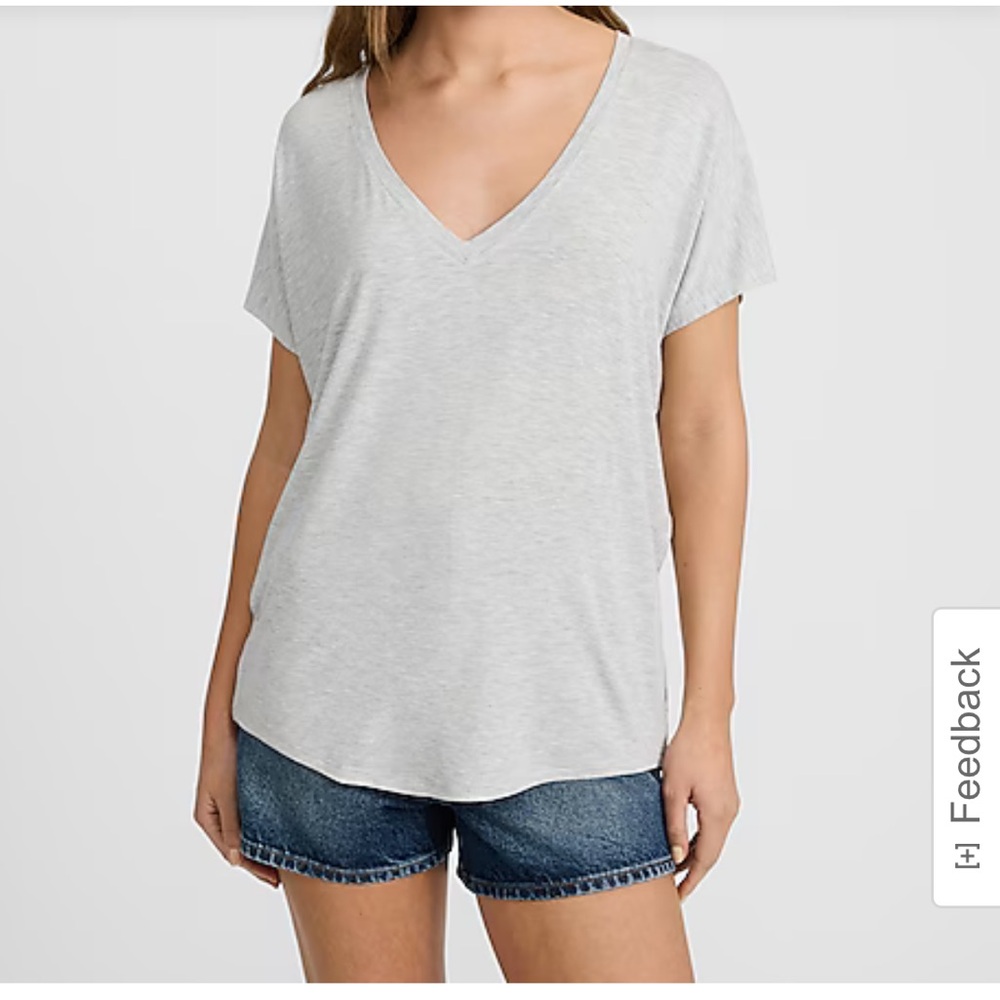 Express Relaxed London Tee V-Neck Grey XS NWT